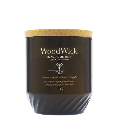 WoodWick ReNew Incense & Myrrh srednja sveča 184 g