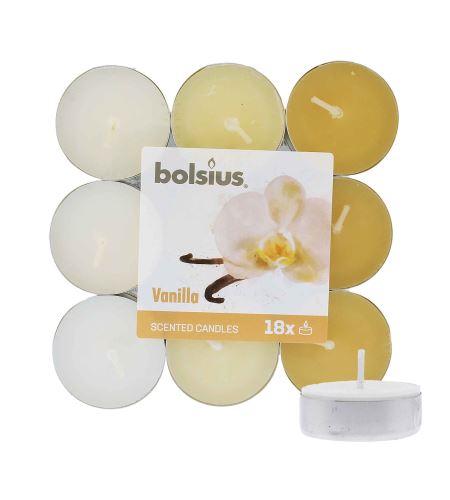 Bolsius Scented Tealights Vanilla 4h čajna sveča 18 kos