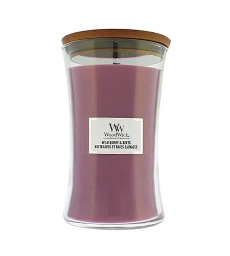 WoodWick Wild Berry & Beets dišeča sveča z lesenim stenjem 609,5 g