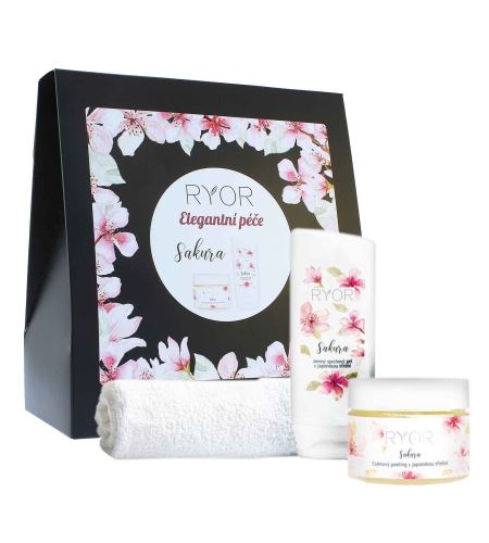 RYOR Sakura Darilni set cukrový peeling s japonskou třešní 325 g + jemný sprchový gel s japonskou třešní 200 ml