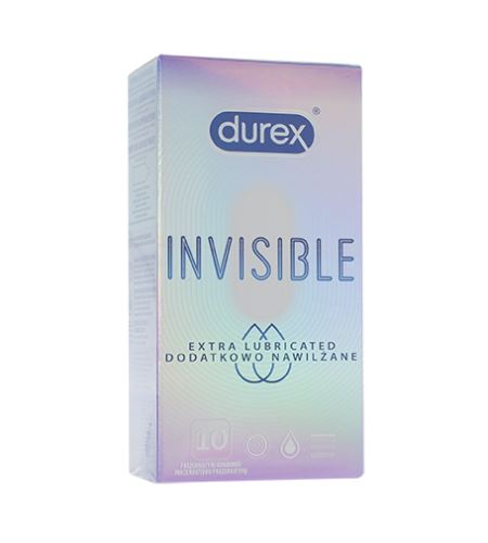Durex Invisible Extra Thin Extra Lubricated kondomi 10 kos