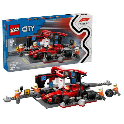 LEGO® City 60443 Servisni boks in mehaniki z avtomobilom Ferrari F1®