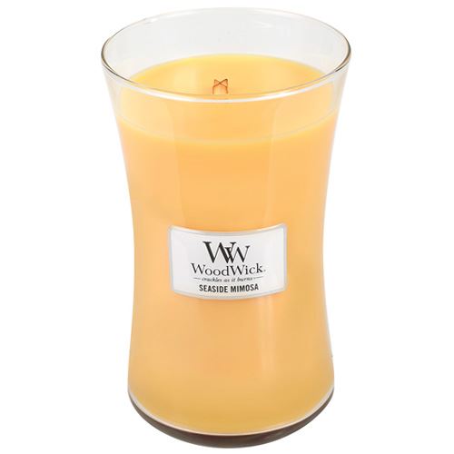 WoodWick Seaside Mimosa dišeča sveča z lesenim stenjem 609,5 g