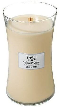WoodWick Vanilla Bean dišeča sveča z lesenim stenjem 609,5 g