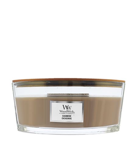 WoodWick Cashmere dišeča sveča z lesenim stenjem 453,6 g