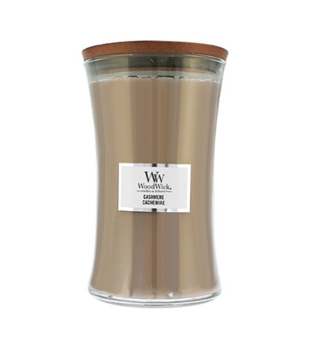 WoodWick Sklo velké/Cashmere dišeča sveča z lesenim stenjem 609,5 g