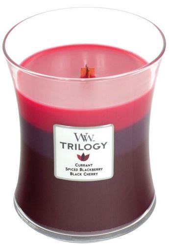 WoodWick Trilogy Sun Ripened Berries dišeča sveča z lesenim stenjem 275 g