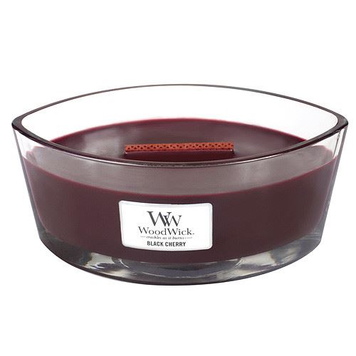 WoodWick Black Cherry dišeča sveča z lesenim stenjem 453,6 g