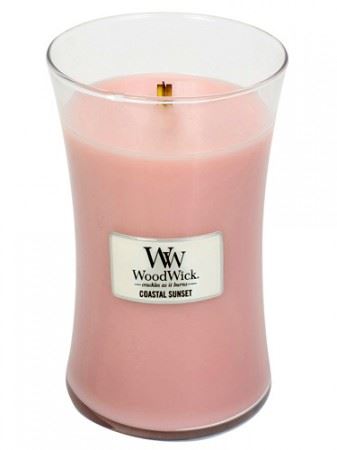 WoodWick Coastal Sunset dišeča sveča z lesenim stenjem 609,5 g