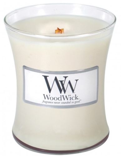 WoodWick Vanilla Bean dišeča sveča z lesenim stenjem 85 g