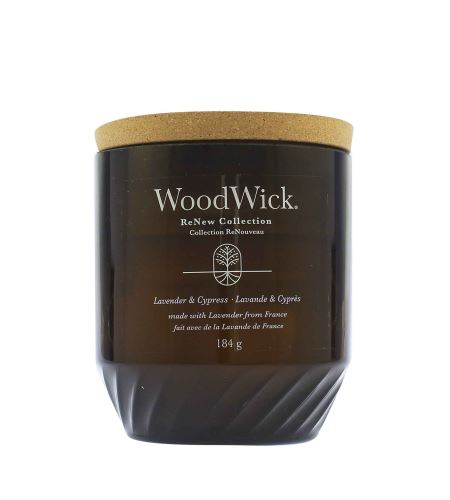WoodWick ReNew Lavender & Cypress srednja sveča 184 g