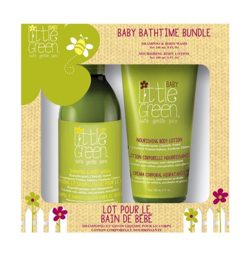 Little Green BABY Bathtime Bundle Box darilni set za otroke od 0 do 3 let (šampon in gel za prhanje + losjon za telo) K 240 ml+180 ml darilni set