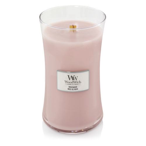 WoodWick Rosewood dišeča sveča z lesenim stenjem 609,5 g