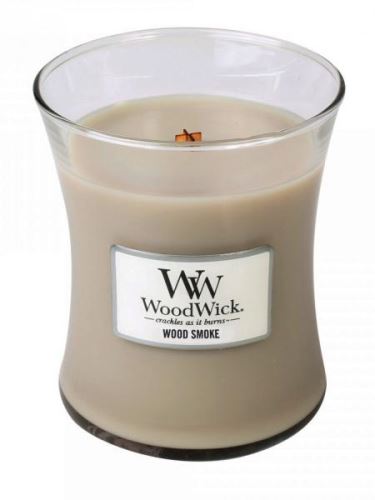 WoodWick Wood Smoke dišeča sveča z lesenim stenjem 275 g