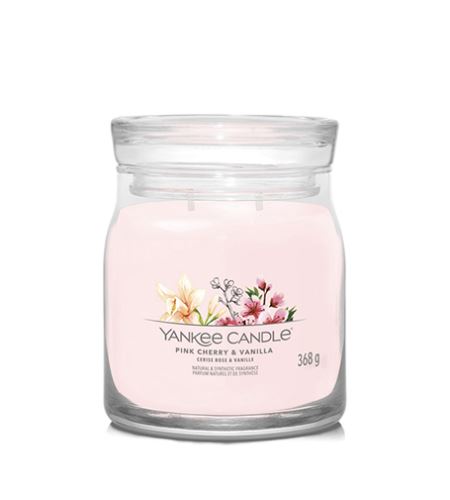Yankee Candle Pink Cherry & Vanilla Aromatična srednja sveča signature 368 g