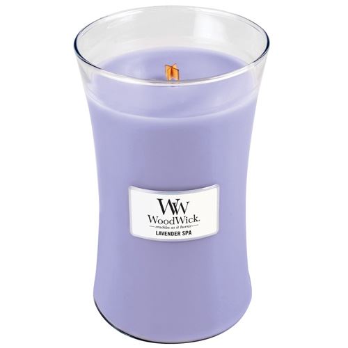 WoodWick Lavender Spa dišeča sveča z lesenim stenjem 609,5 g