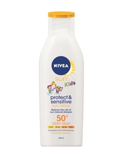 Nivea Sun Kids Protect & Sensitive mleko za sončenje SPF 50+ za otroke 200 ml