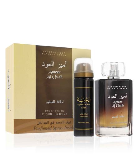 Lattafa Ameer Al Oudh darilni komplet uniseks parfumska voda 100 ml + dezodorant 50 ml