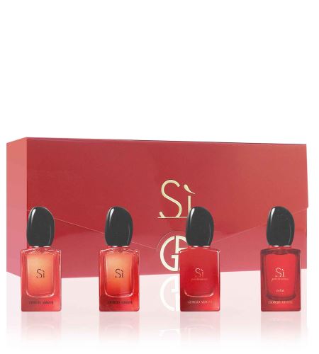 Giorgio Armani Sì komplet miniatur za ženske Sì Passione parfémovaná voda 7 ml + Sì Passione Éclat parfémovaná voda 7 ml + Sì parfémovaná voda 7 ml + Sì Intense parfémovaná voda 7 ml