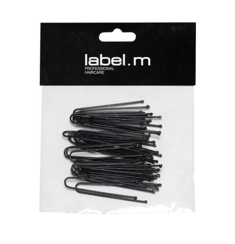 label.m U-oblika sponka za lase ravna črna (40 kosov) za ženske 50 mm